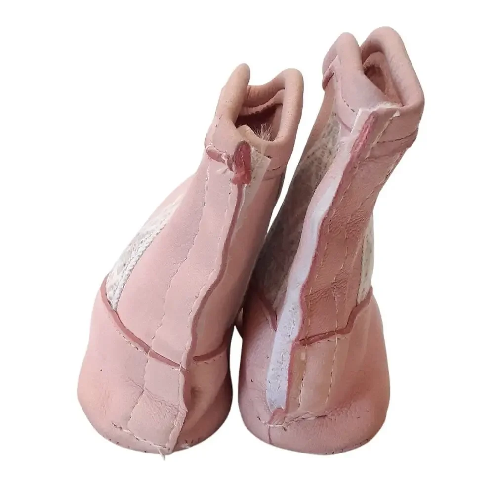 Taos Vintage Baby Moccasins Native American Booties Toddler 2/3 Leather Pink
